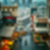 Aerial view of Deira showcasing its vibrant streets and markets