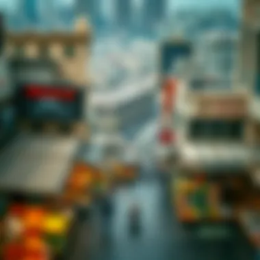 Aerial view of Deira showcasing its vibrant streets and markets