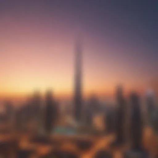 Stunning skyline of Dubai at sunset