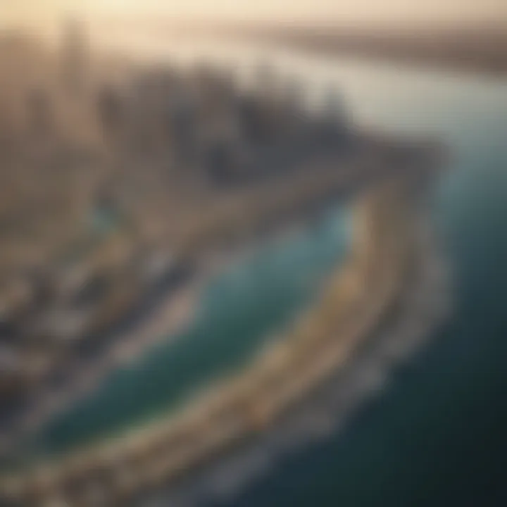 Aerial view of Dubai Creek Harbour showcasing its stunning skyline and waterfront