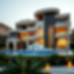 Luxurious Dubai villa with modern architecture featuring intricate facades