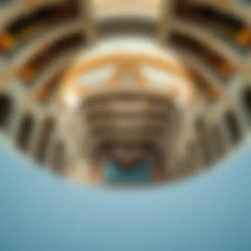 Aerial view showcasing the architectural grandeur of the Emarat Atrium Building.