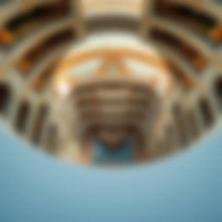 Aerial view showcasing the architectural grandeur of the Emarat Atrium Building.