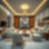 Modern family room with cozy furniture in Al Barsha