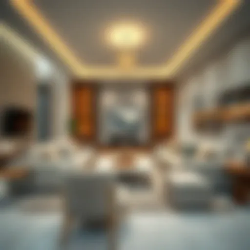 Modern family room with cozy furniture in Al Barsha