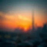 Breathtaking skyline of Dubai at sunset