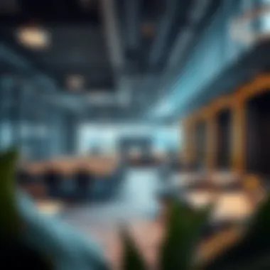 Interior view showcasing collaborative workspace design