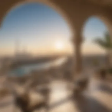 Breathtaking View from a Dubai Villa Balcony Panoramic view from a luxury villa balcony overlooking the Dubai skyline