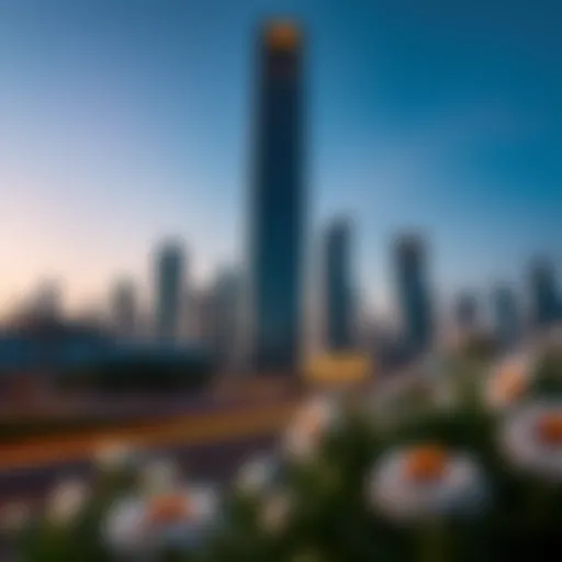 Stunning view of MBK Tower against the Dubai skyline