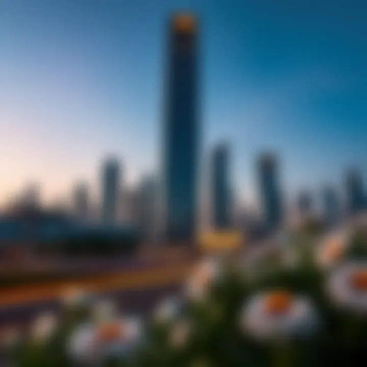 Stunning view of MBK Tower against the Dubai skyline