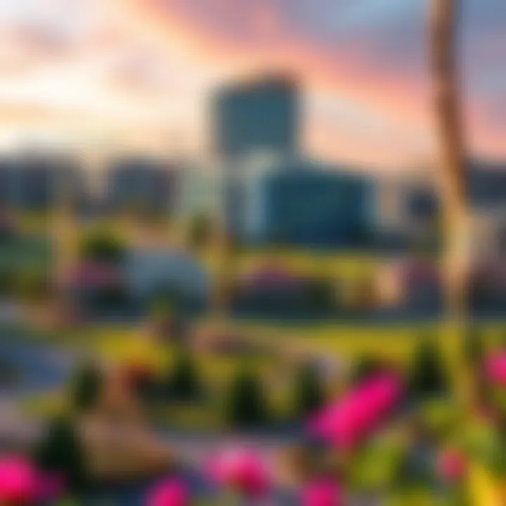 Vibrant community landscape surrounding Noora Tower