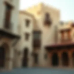 Architectural details of traditional buildings in Old Dubai