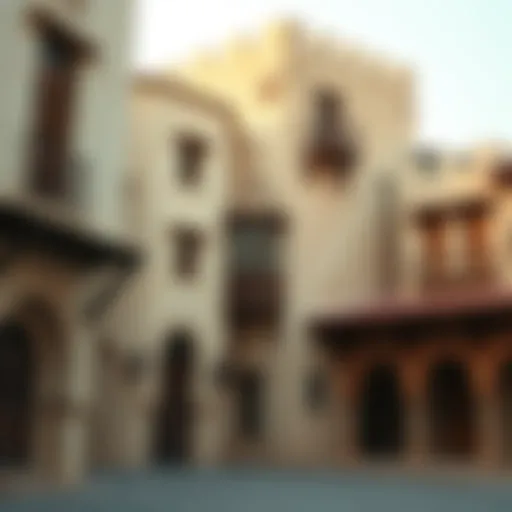 Architectural details of traditional buildings in Old Dubai