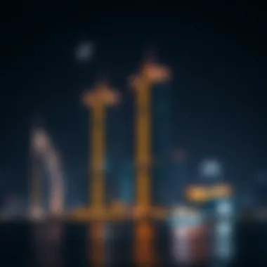 Palm Towers at Night Night view of Palm Towers illuminated against the Dubai skyline