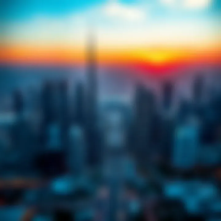 Breathtaking view of Dubai skyline at sunset