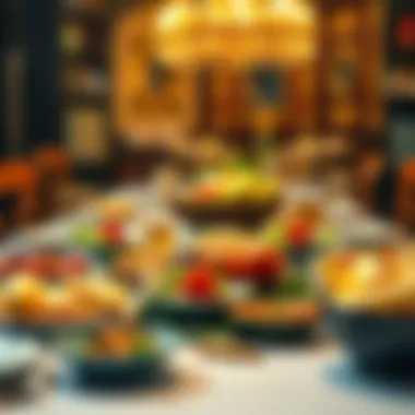 Traditional iftar meal laid out on a table