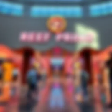 Entrance of Reef Mall Prime with shoppers and vibrant atmosphere