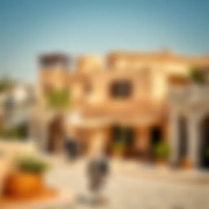 Vibrant Community Atmosphere in Al Tawarru Community atmosphere in Al Tawarru with traditional houses in the backdrop