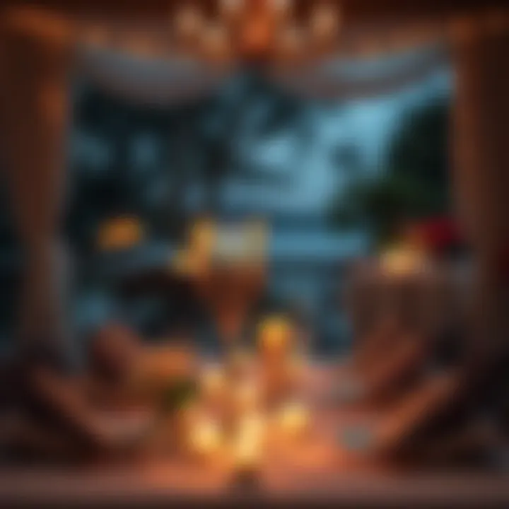 An elegant dining setup with candlelight, creating an intimate ambiance.