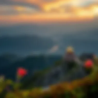 A breathtaking view from a mountaintop, showcasing scenic beauty and adventure.