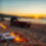 A serene sunset over a tranquil beach, perfect for romantic strolls.