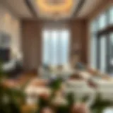 A cozy living room in a Karama apartment showcasing modern decor.