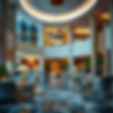 Luxurious lobby area of Rove Hotel Jebel Ali with contemporary decor