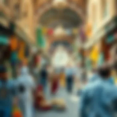 Vibrant Marketplace Atmosphere Bustling marketplace scene at Souq Al Emarah with vendors and shoppers