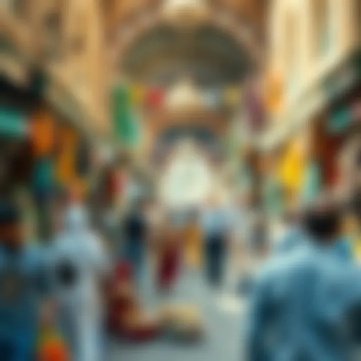 Vibrant Marketplace Atmosphere Bustling marketplace scene at Souq Al Emarah with vendors and shoppers