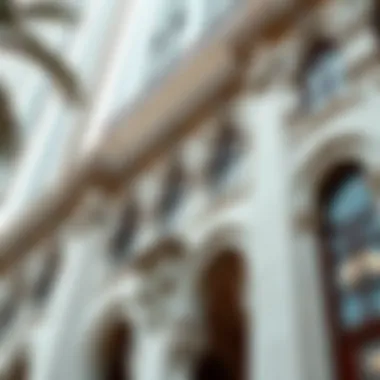 Close-up of the intricate architectural details of the Ahmed Al Murr Building