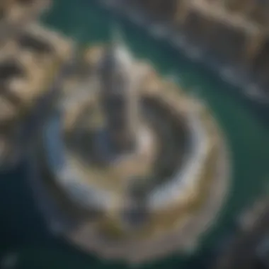 The Grandeur of Dubai Creek Tower from Above Aerial view showcasing the grandeur of Dubai Creek Tower