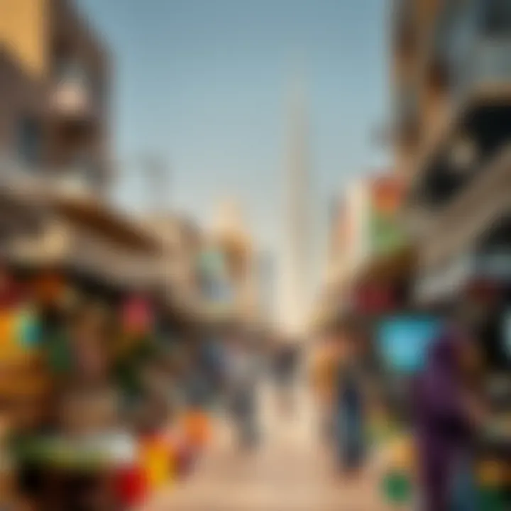 Vibrant market scene in Dubai reflecting cultural richness
