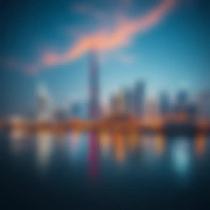 Dubai Skyline with Yas Page View of the vibrant Dubai skyline featuring Yas Page