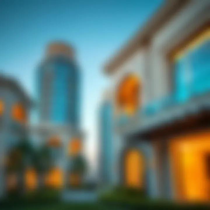 Architectural details of luxury properties in ممشى القرم