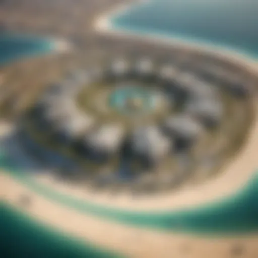 Aerial view of the Palm Jumeirah showcasing its unique shape and luxury villas