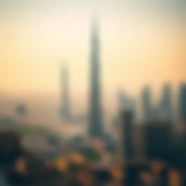 Aerial view of Dubai featuring the Palladium Tower in the skyline