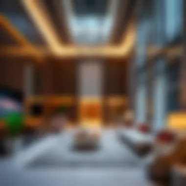 Interior of the Palladium Tower highlighting modern amenities