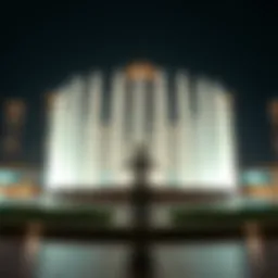 Majestic view of the Pointe Dubai Fountain illuminated at night