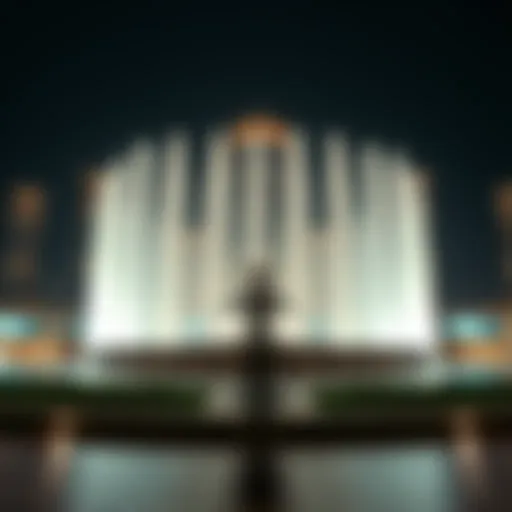 Majestic view of the Pointe Dubai Fountain illuminated at night