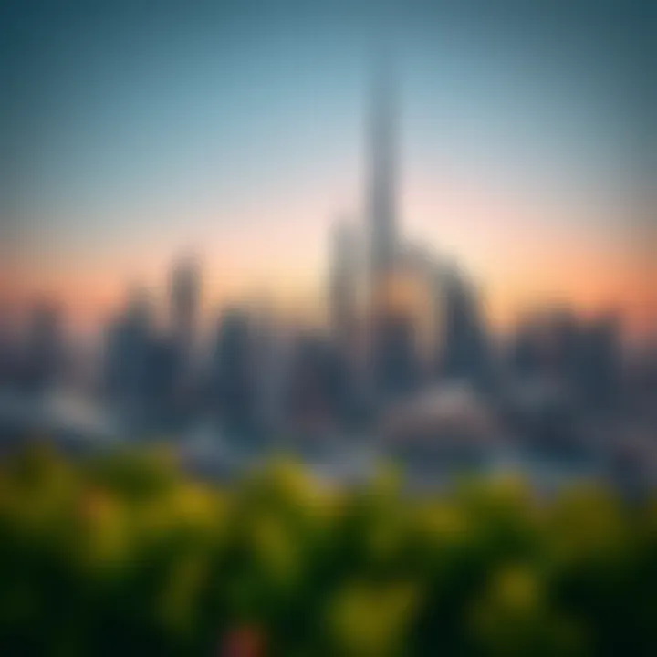 Dubai's Iconic Skyline Aerial view of Dubai's skyline showcasing iconic skyscrapers