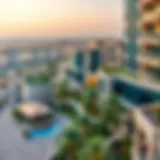 A panoramic view of Oud Metha showcasing modern architecture and greenery