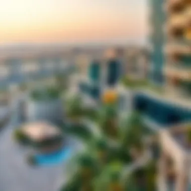 Panoramic View of Oud Metha A panoramic view of Oud Metha showcasing modern architecture and greenery