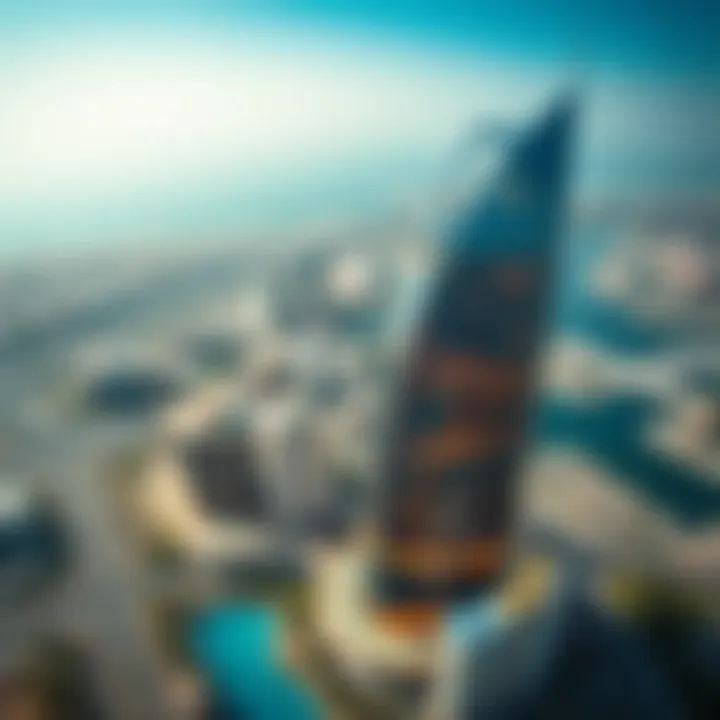 Aerial view of Silicon Oasis Palace Tower showcasing its unique architecture