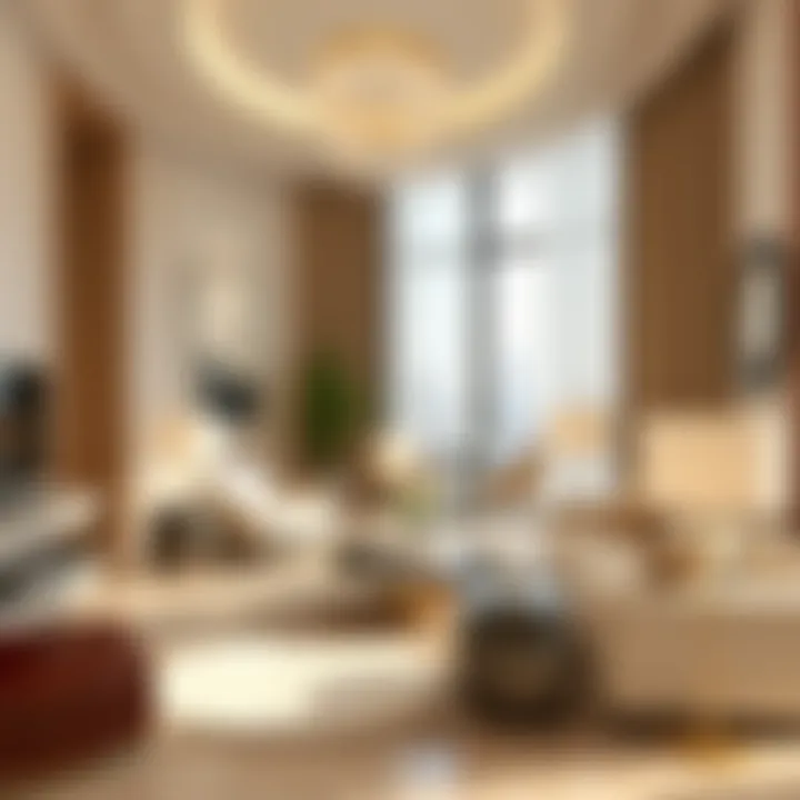 Interior design of a luxurious apartment in the tower