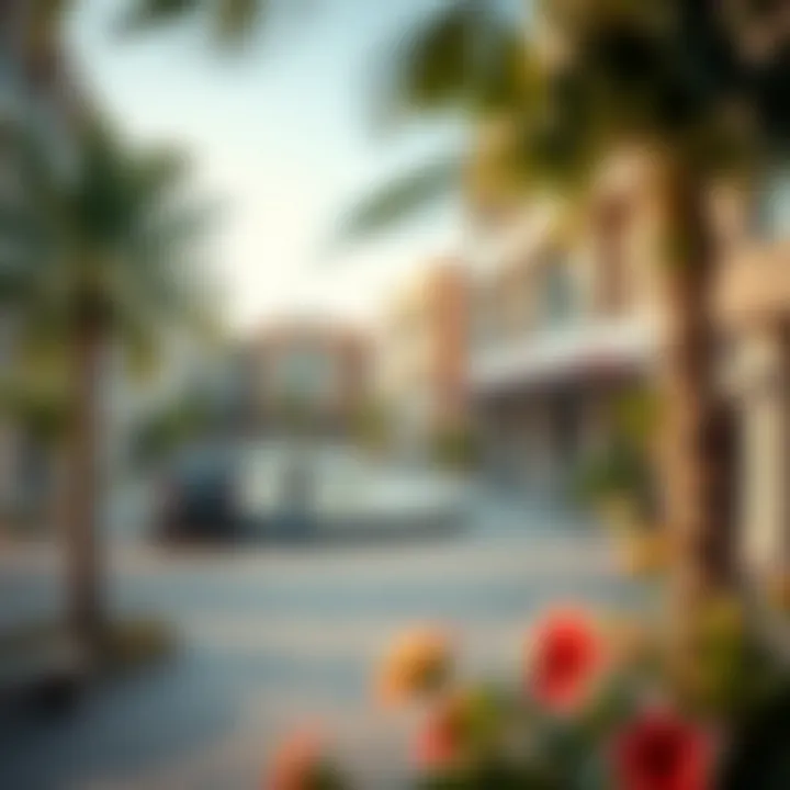 Vibrant community area with recreational facilities and modern architecture