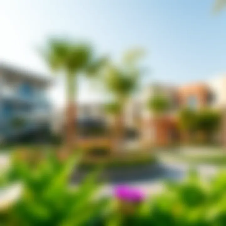 Vibrant community park within Townsquare Al Qudra featuring lush greenery