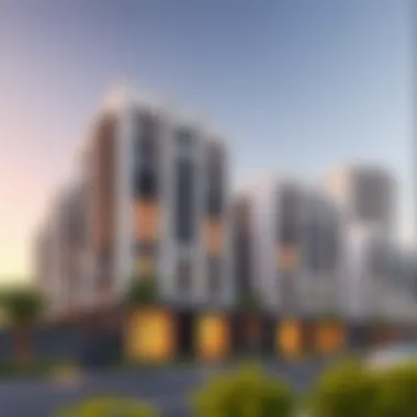 Modern residential buildings reflecting the contemporary design of Townsquare Al Qudra