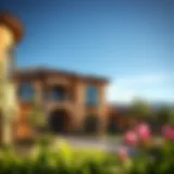 A stunning view of the Tuscan Residence showcasing its architectural design