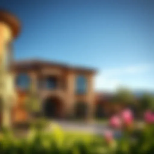 A stunning view of the Tuscan Residence showcasing its architectural design