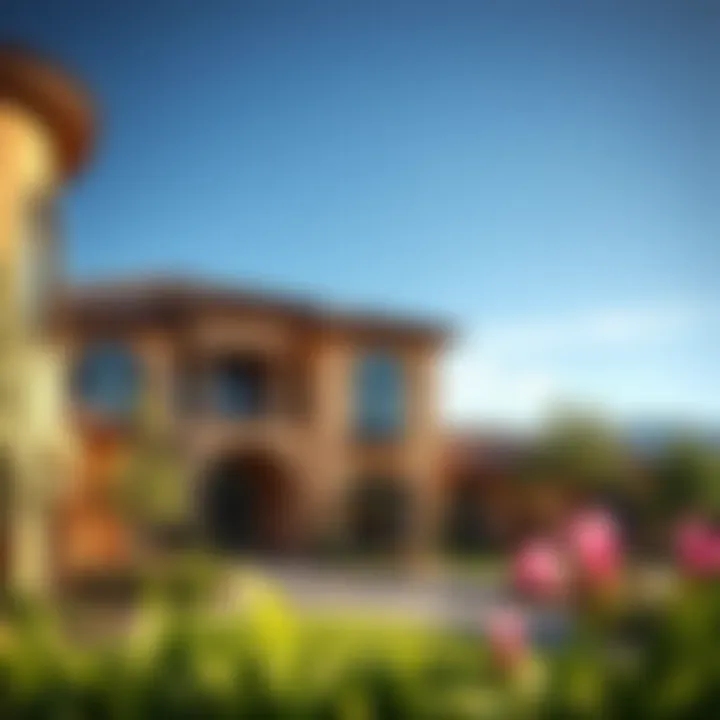 A stunning view of the Tuscan Residence showcasing its architectural design